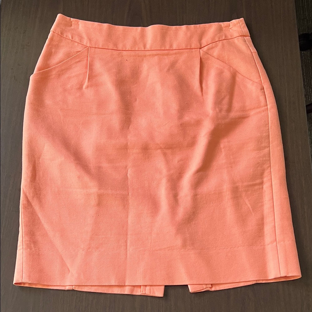 Vintage J.Crew "The Pencil Skirt" | Vibrant Coral Cotton, Size 4